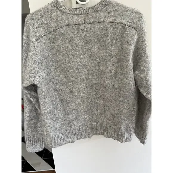 J Crew Reimagined By Womens L Light Gray Cropped Crewneck Sweater Pullover - Picture 5 of 6